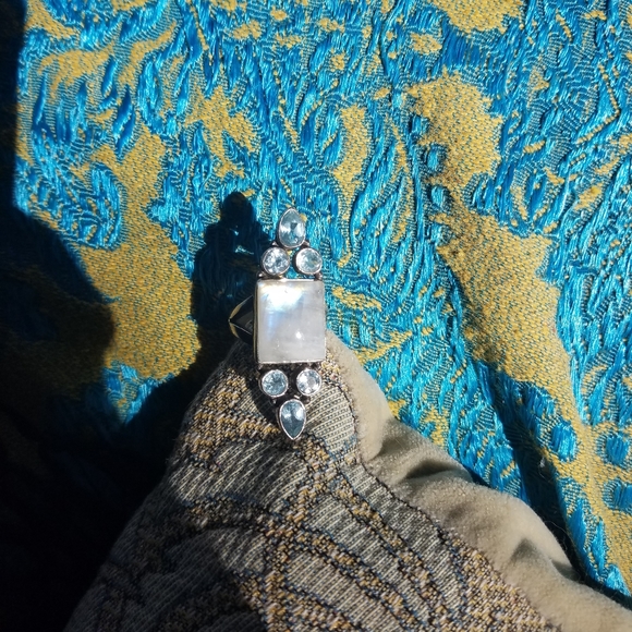 STERLING MOONSTONE BLUE TOPAZ RING - Picture 3 of 4